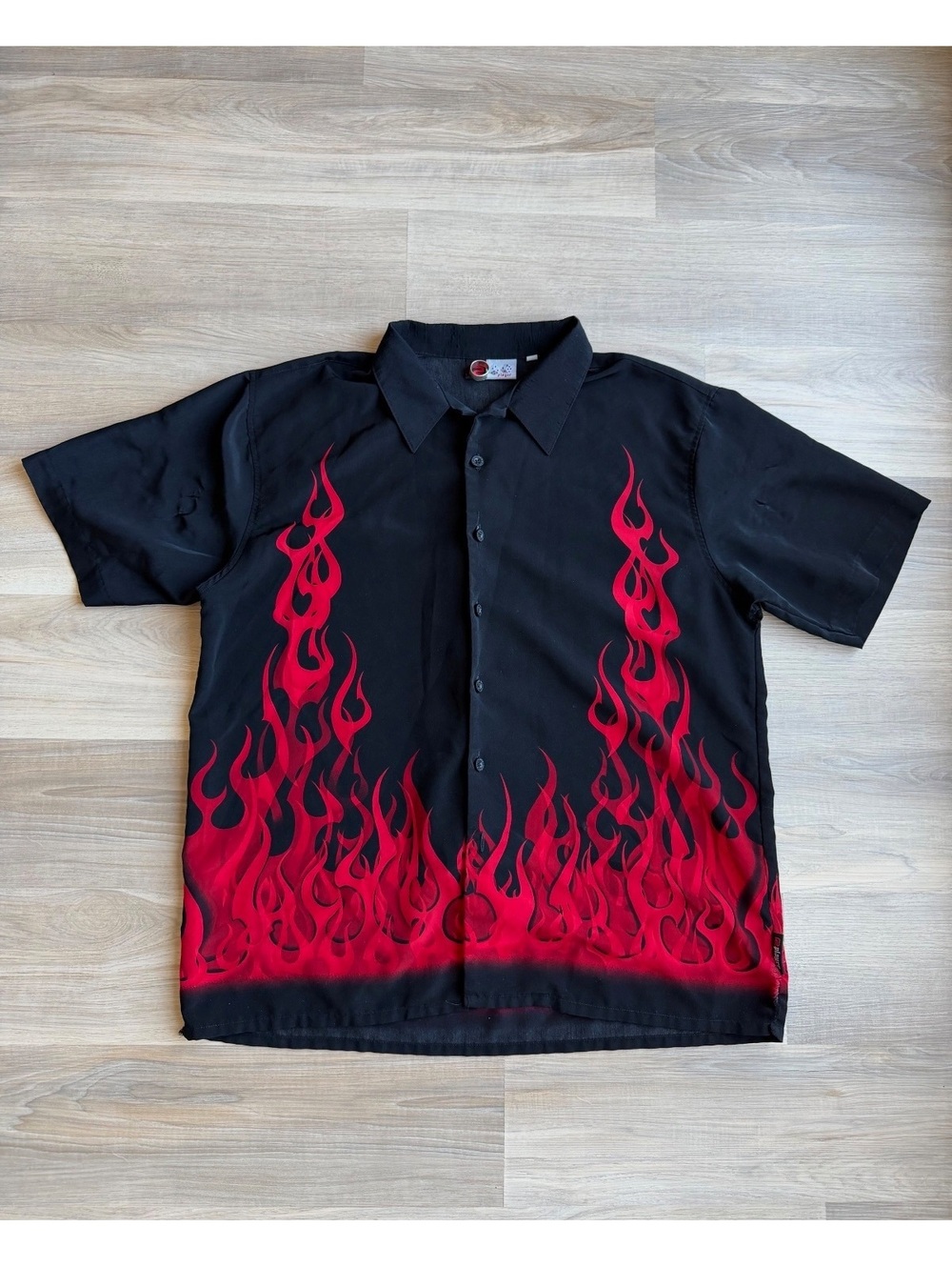 Vintage Y2K R2 Player Flame AOP Button-Up Shirt